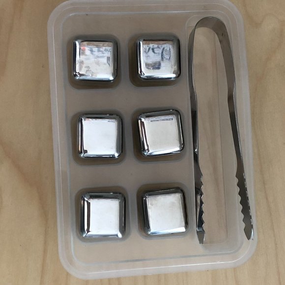 Travel Metal Ice Cube & Tongs Modern 007 Style - Picture 2 of 5